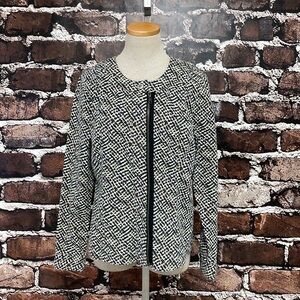 CAbi Jacket Cliffside Moto Zip Printed Blazer Black Pink Style 5099 Size Medium